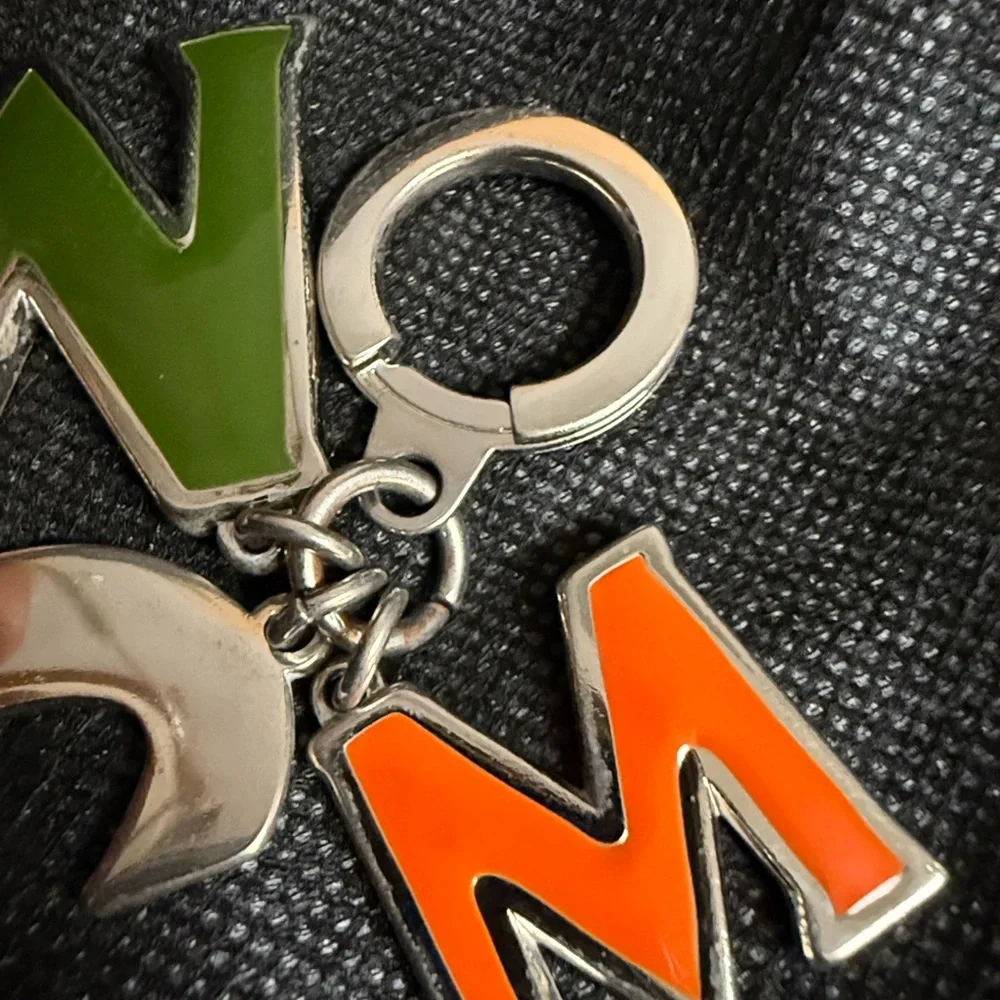 MCM Olive Green Tangerine and Silver Bag Charm Key Holder